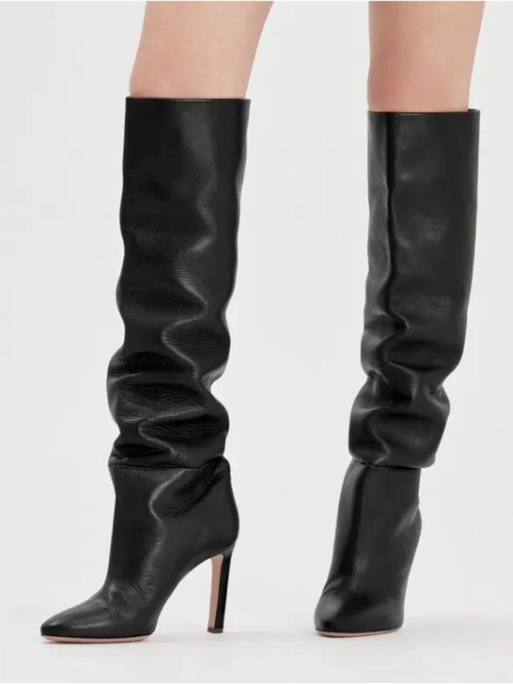 Oscar de la Renta Black Slouch Leather Over-the-Knee Boots